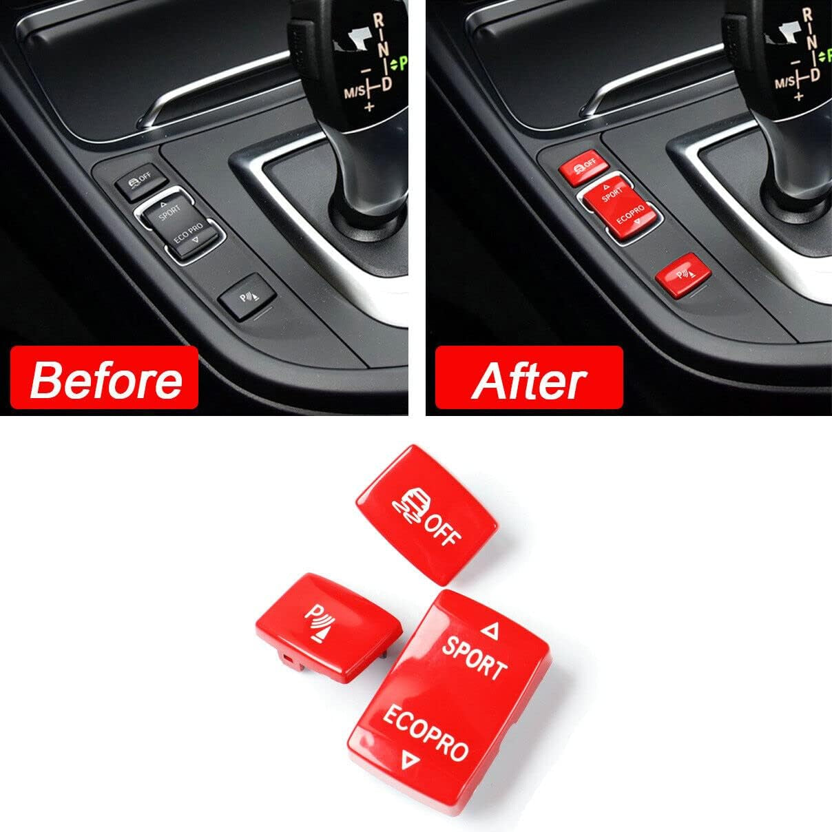 3Pcs ABS Gear Panel Shift ESP Sport Radar Button Cover Trim Replace Part Compatible with BMW 1 2 3 4 Series F20 F22 F30 F32 / 2013 2014 2015 2016 2017 2018 2019