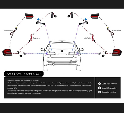 Tail Lights for BMW 2013-2019 F30 Refit G30 Taillights Non-Destructive Installation Start Running Water Steering Dual Reversing and Dual Rear Fog Lights Smoke (Smoke)