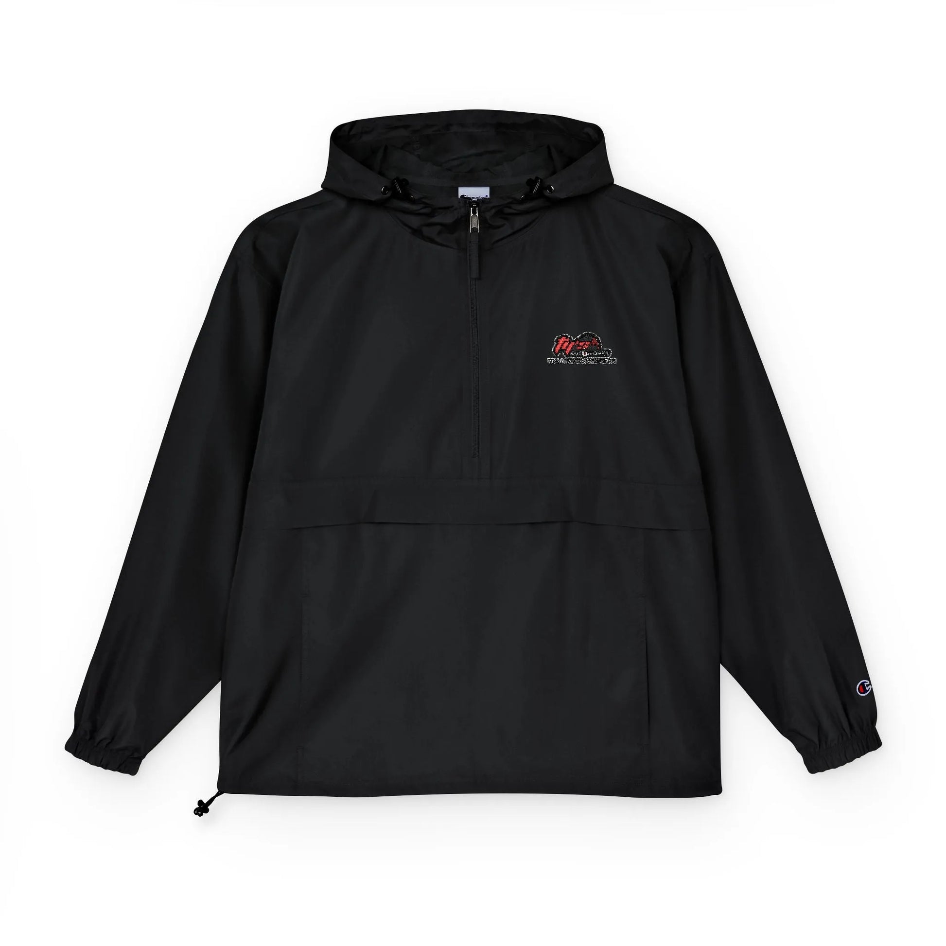 Black Packable Anorak Jacket with Small Graphic Logo