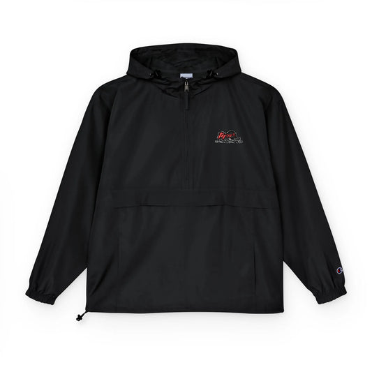 Black Packable Anorak Jacket with Small Graphic Logo