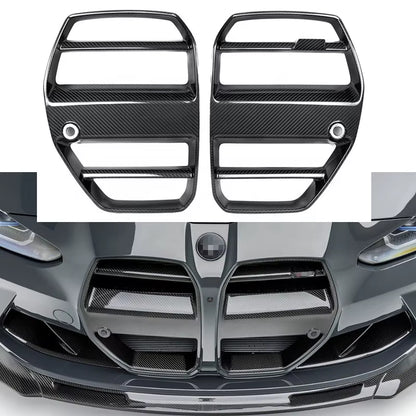 Dry G80 M3 Carbon Fiber Front Grille V Style Carbon Fibre Gront Bumper Grill Nose Trim for BMW G80 M3 G82 G83 M4 without ACC