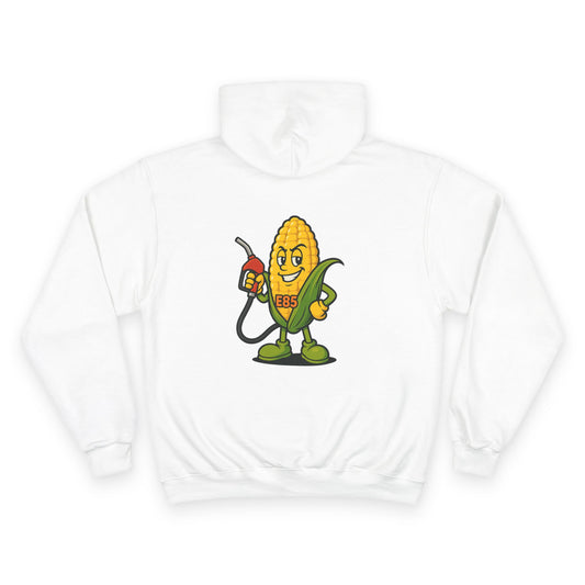 Corn Mascot Hoodie — Fueling Fun Graphic Champion Hoodie