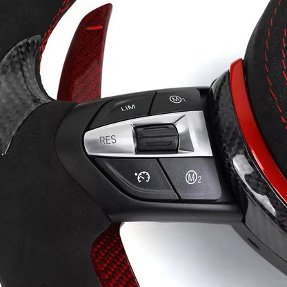 With Red Paddle Shifters Alcantara Leather Carbon Fiber M Sport Steering Wheel for BMW F10 F30 F01 F02 E90 E70 X4 F26 X6 E71 E65