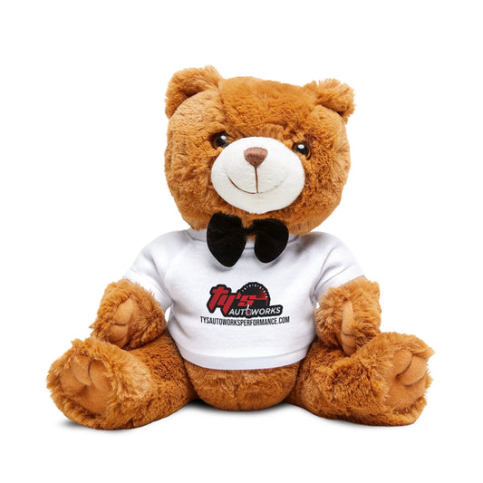 Plush Teddy Bear with Bow Tie & Tysautoworks Logo T-Shirt