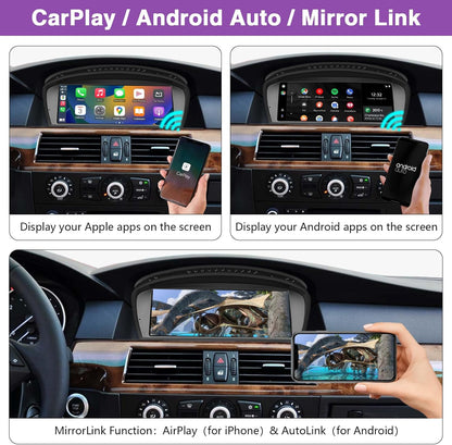 8.8 Inch Touchscreen Wireless Carplay Android Auto Multimedia Car Radio Receiver for BMW 3/5 Series CIC System, E60/E61/E90/E91/E92/E93 (2008-2013)