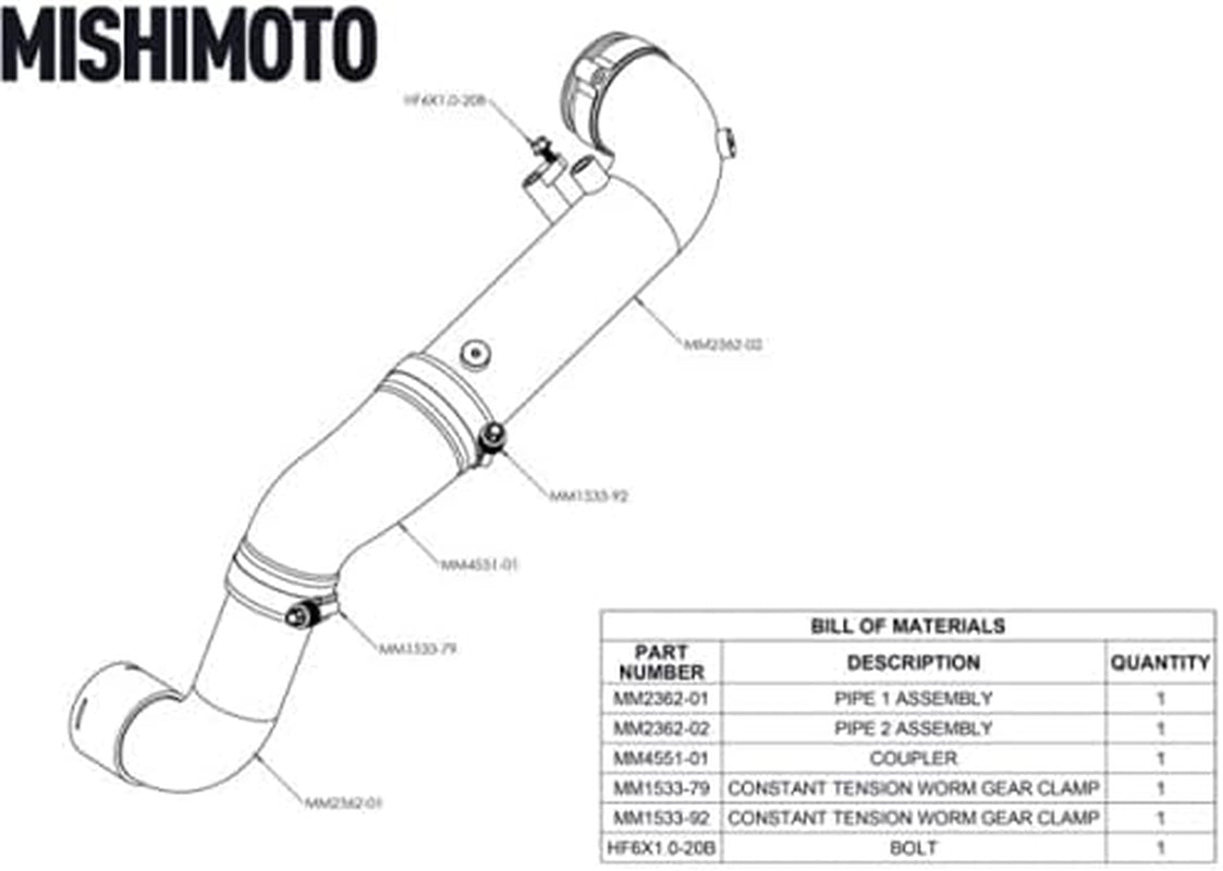 MMICP-SUP-20BK Performance Charge Pipe, Compatible with Toyota Supra GR 3.0L 2020+, Micro-Wrinkle Black