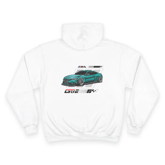 Champion Hoodie — Teal G82 M4 Car Graphic Hooded Sweatshirt