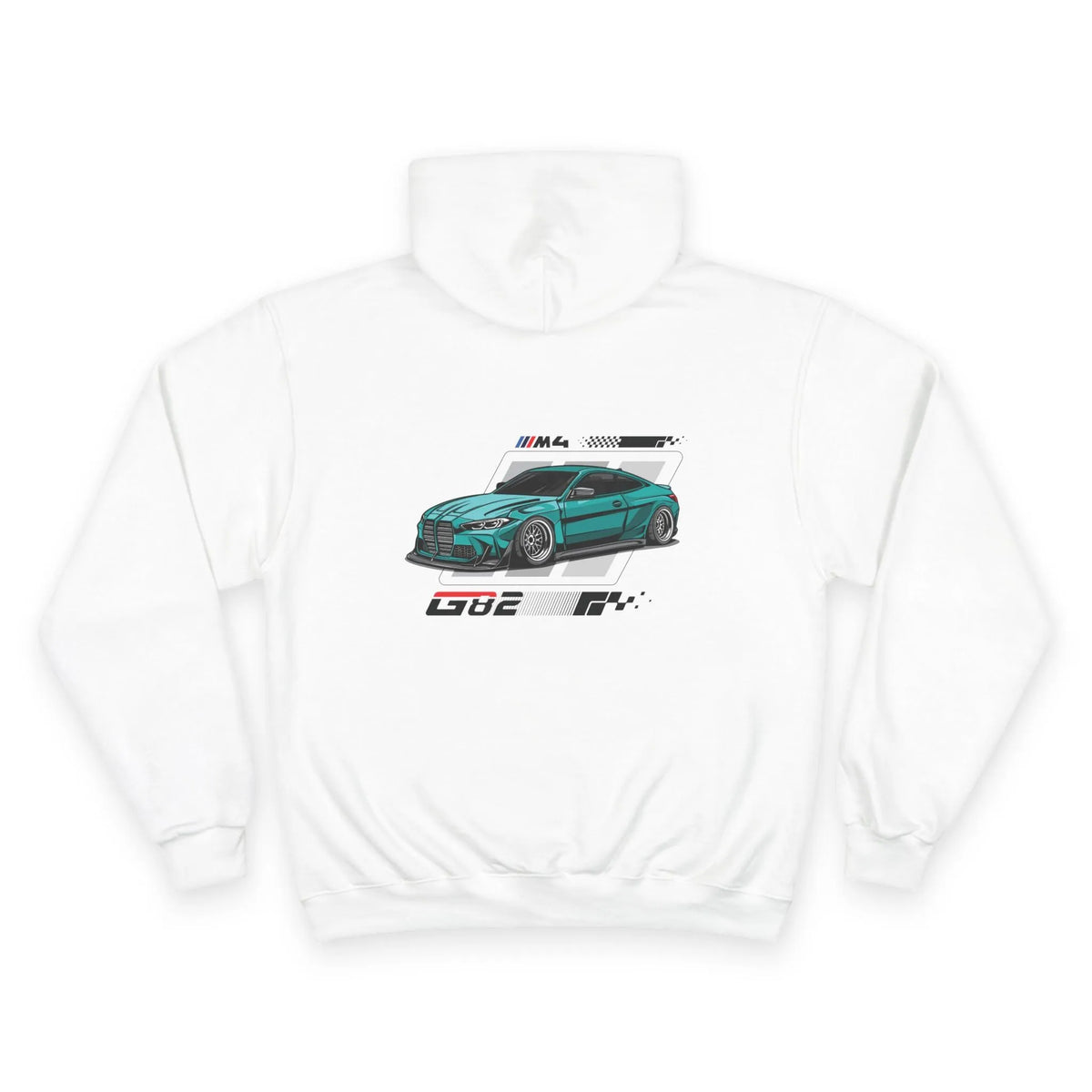 Champion Hoodie — Teal G82 M4 Car Graphic Hooded Sweatshirt