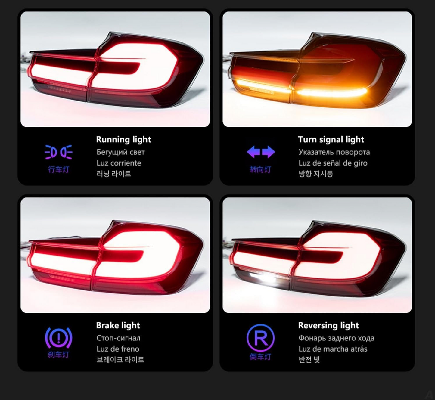 Tail Lights for BMW 2013-2019 F30 Refit G30 Taillights Non-Destructive Installation Start Running Water Steering Dual Reversing and Dual Rear Fog Lights Smoke (Smoke)