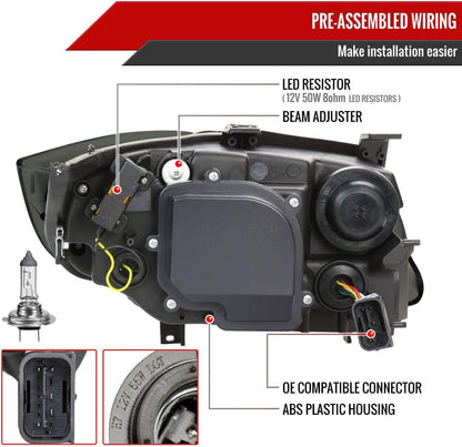 3D Iced LED Dual Projector Headlights (Black Housing/Smoke Lens) Made for and Compatible with 2006-2011 BMW E90 3 Series Sedan