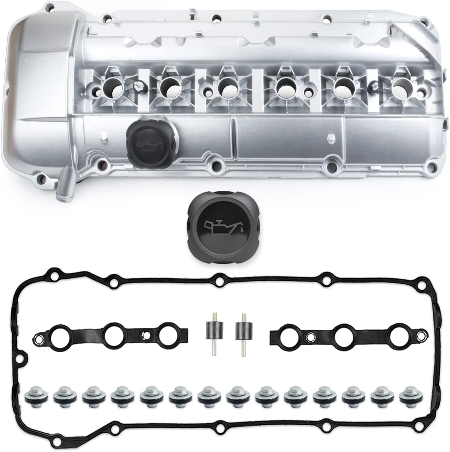 Upgrade Aluminum Valve Cover Kit Compatible with 2002-2006 BMW X5 X3 530I 525I 325I 325Ci 325Xi 330I 330Xi 330Ci Z4 Replace 11127512839