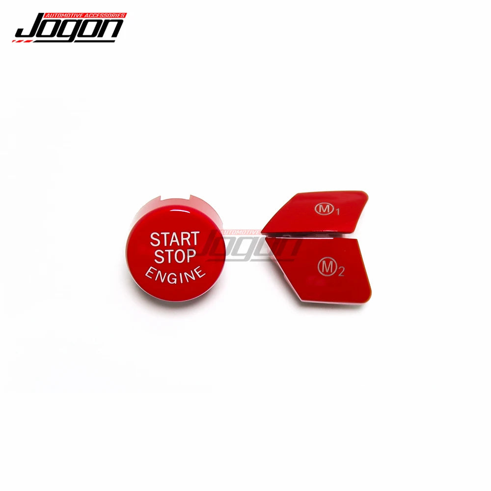 RED Steering Wheel M1 M2 Button With Engine Start Stop Button Cover Trim For BMW F48 F87 F80 F82 F83 F10 F15 F16