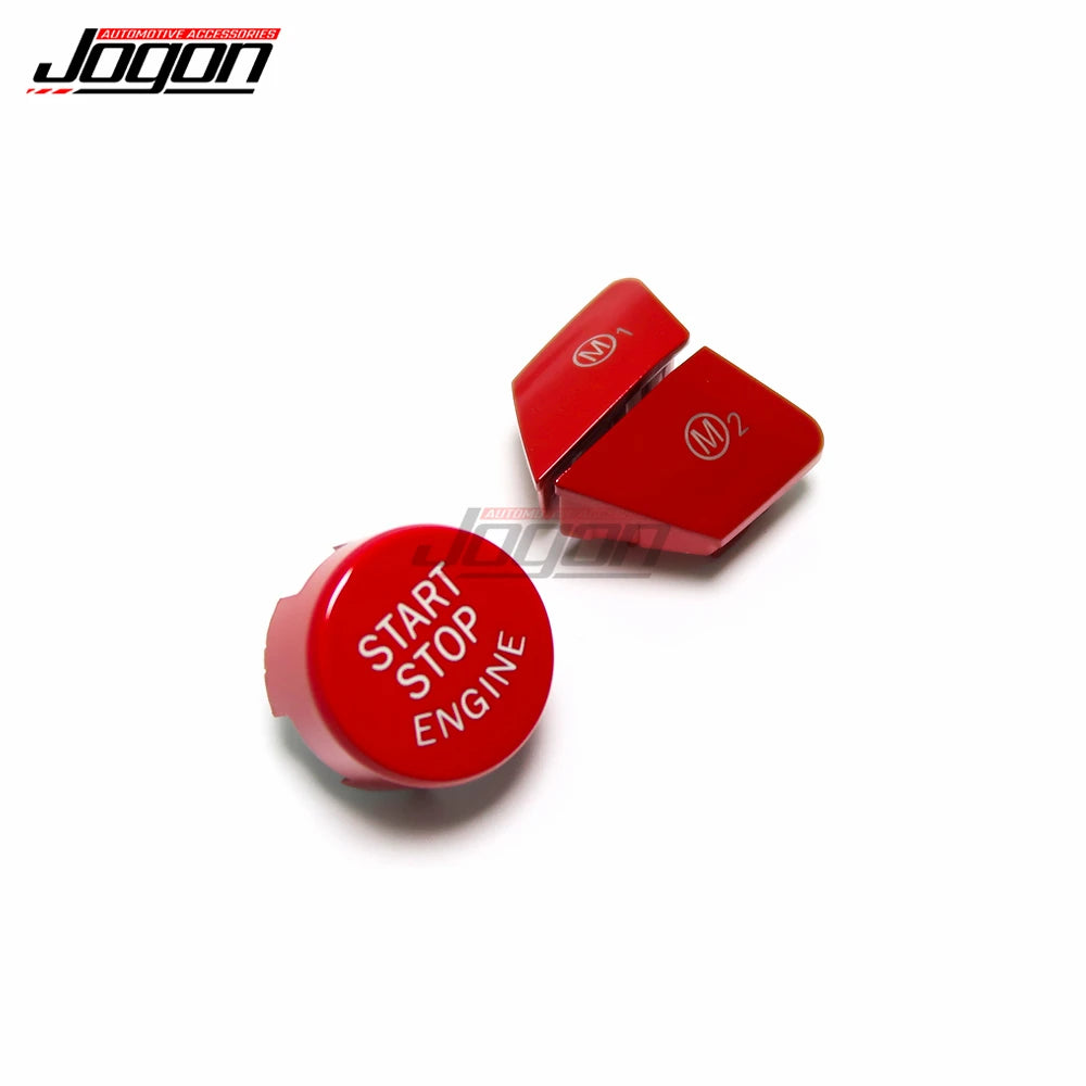 RED Steering Wheel M1 M2 Button With Engine Start Stop Button Cover Trim For BMW F48 F87 F80 F82 F83 F10 F15 F16