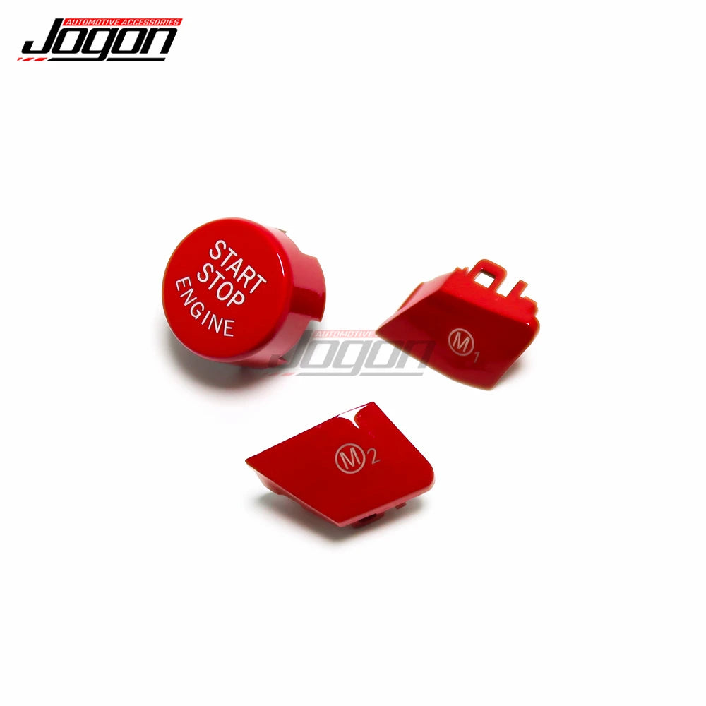 RED Steering Wheel M1 M2 Button With Engine Start Stop Button Cover Trim For BMW F48 F87 F80 F82 F83 F10 F15 F16