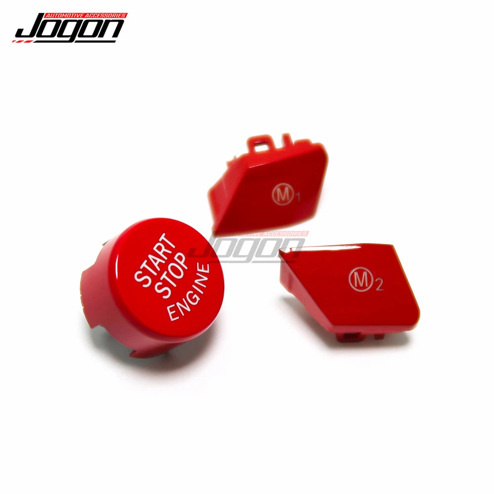 RED Steering Wheel M1 M2 Button With Engine Start Stop Button Cover Trim For BMW F48 F87 F80 F82 F83 F10 F15 F16