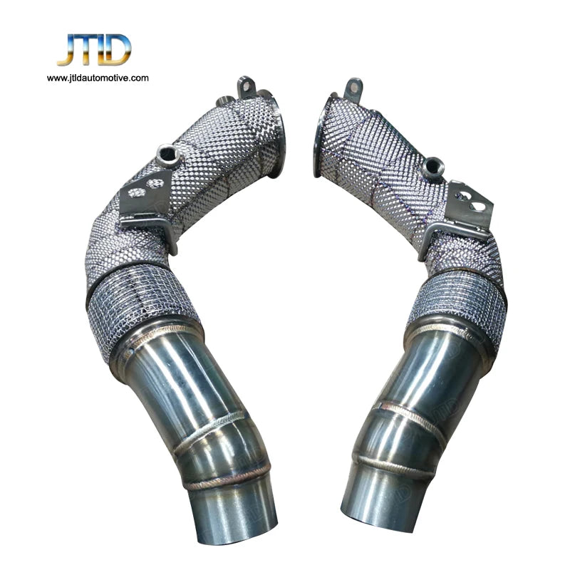 High Flow Catless Downpipes with Heat Shield For BMW M5 M8 F90 F91 F92 F93 S63