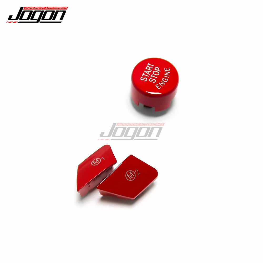 RED Steering Wheel M1 M2 Button With Engine Start Stop Button Cover Trim For BMW F48 F87 F80 F82 F83 F10 F15 F16