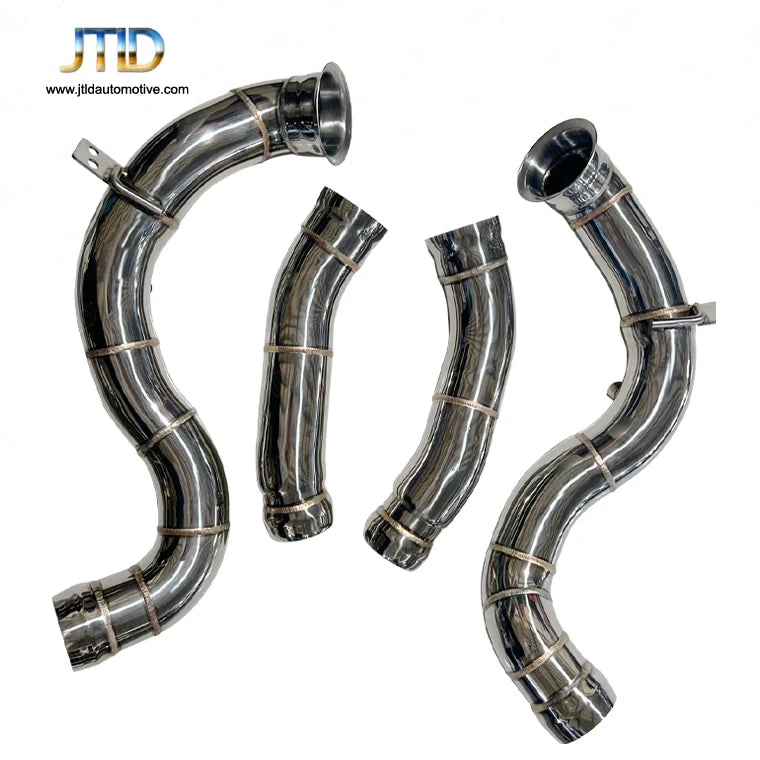 High Flow Catless Downpipes with Heat Shield For BMW M5 M8 F90 F91 F92 F93 S63