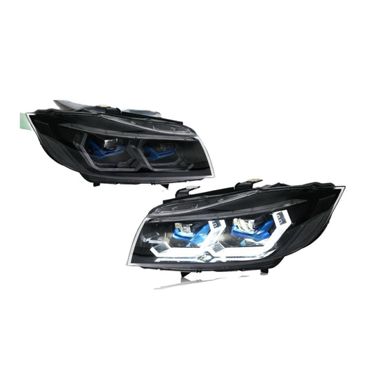 Faros LED para BMW E90/E91 2009-2012, faros de proyector para BMW Serie 3, conjunto de faros de repuesto con señal de giro secuencial, Plug &amp; Play (versión halógena 09-12)