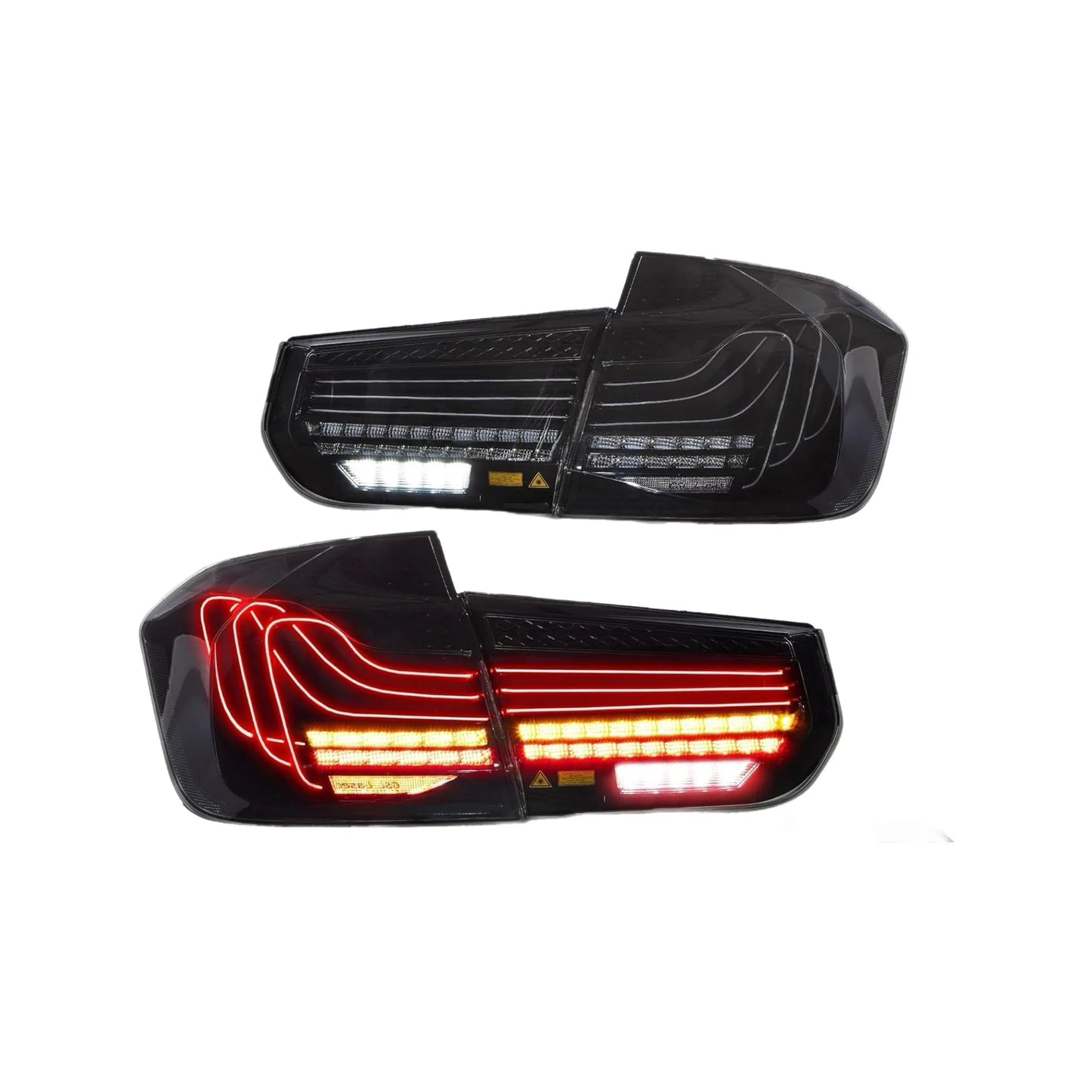 Led Tail Lights F30 F35 F80 M3 3-Series 6Th Gen 2013-2018 W/3D Linear Fiber DRL W/Amber Switchback Turn Signals (Red)