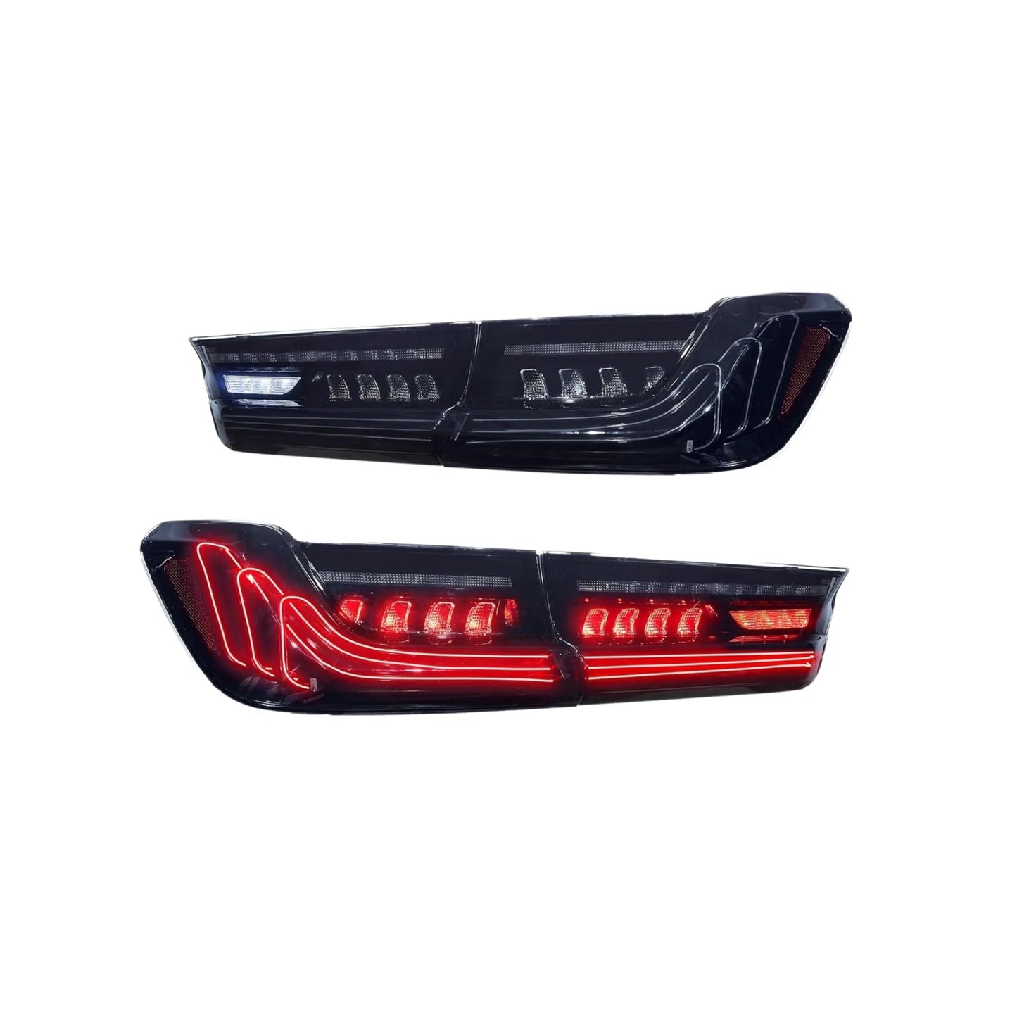 LED Tail Lights BMW 3-Series G20 2019-2021 W/3D Linear Fiber Running Light W/Amber Sequential Turn Signal Passenger&Driver Sides Smoke