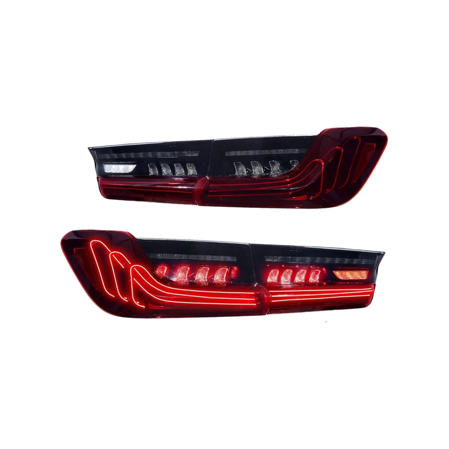 LED Tail Lights BMW 3-Series G20 2019-2021 W/3D Linear Fiber Running Light W/Amber Sequential Turn Signal Passenger&Driver Sides Smoke