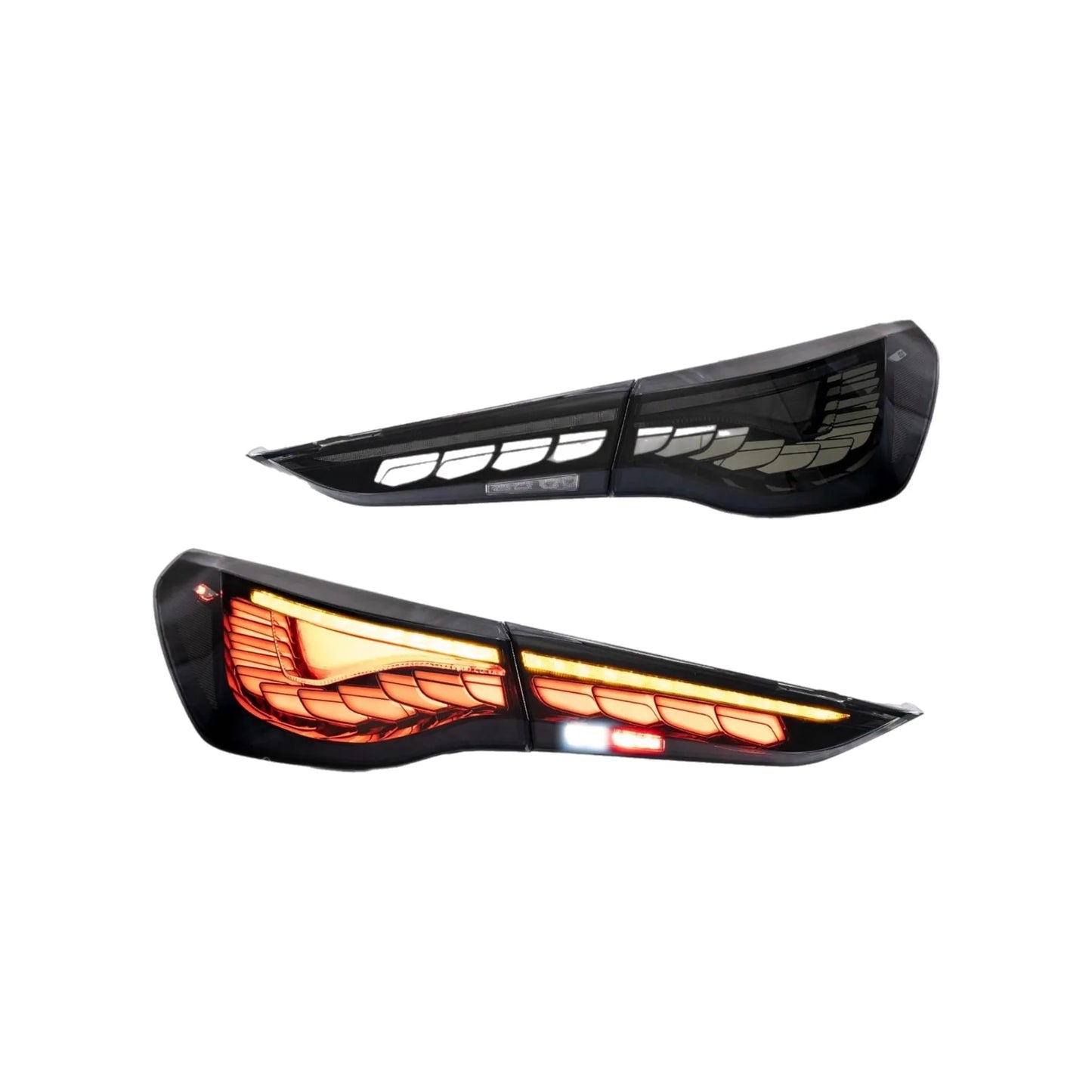 LED Tail Lights BMW 4 Series G22/G23/G26 2021-2023 2Nd Gen, W/Dynamic Animation Dragon Scale DRL W/Amber Sequential Turn Signal, Smoke