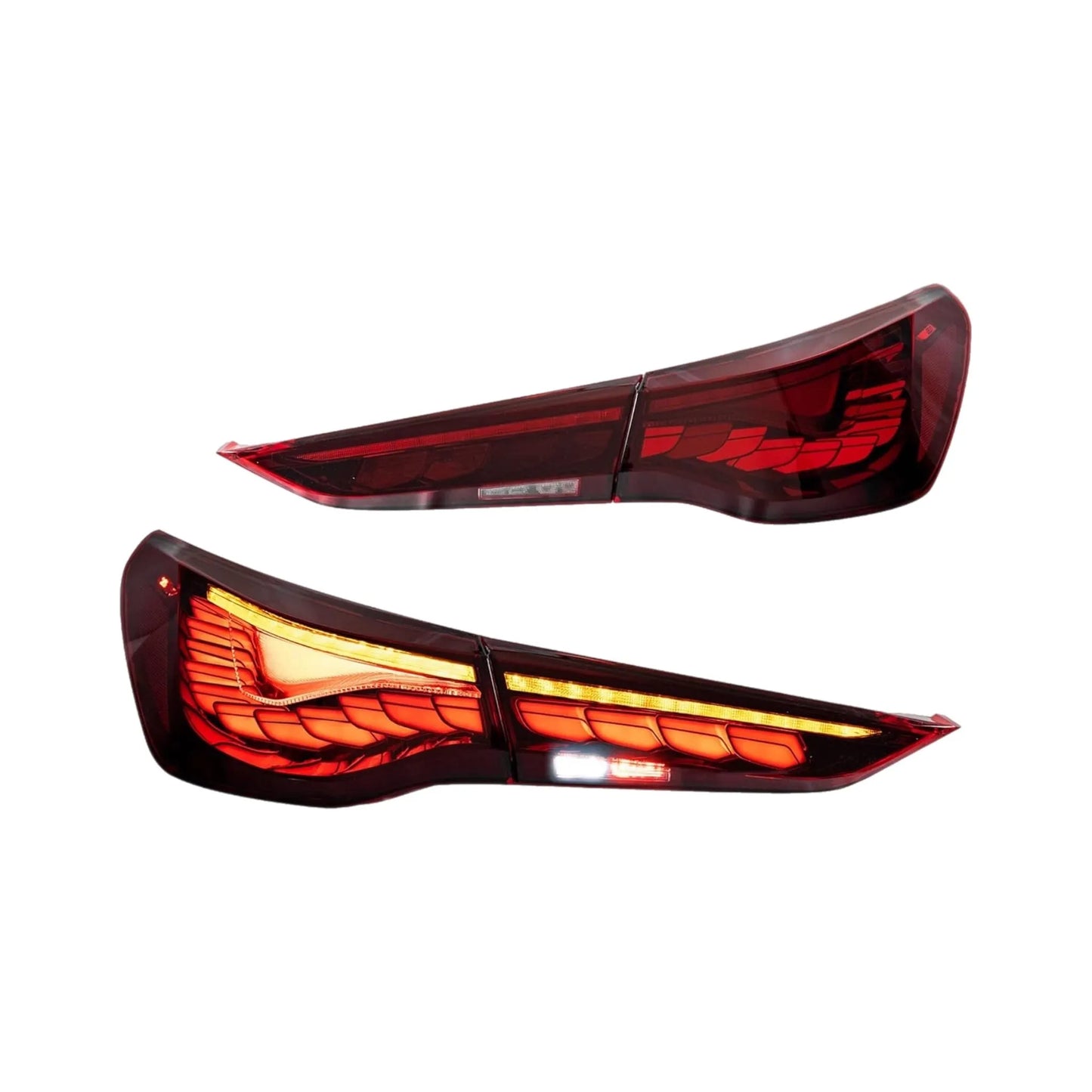 LED Tail Lights BMW 4 Series G22/G23/G26 2021-2023 2Nd Gen, W/Dynamic Animation Dragon Scale DRL W/Amber Sequential Turn Signal, Smoke