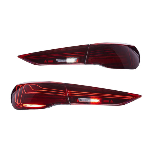 LED Tail Lights BMW 4 Series G22/G23/G26 2021-2023 2Nd Gen, W/Dynamic Animation Dragon Scale DRL W/Amber Sequential Turn Signal, Smoke