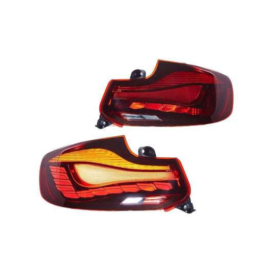 Tail Lights BMW 2 Series F22 F23 M2 F87 2014-2021 Factory Halogen/Led First Generation, Rear Lights Assembly W/Dynamic Animation W/Amber Sequential, Red Dragon Scales Styles