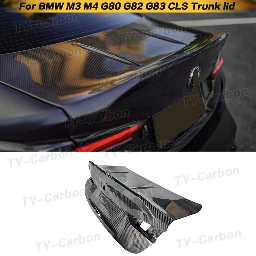 For BMW M3 M4 G80 G82 New Dry Carbon Fiber Engine Hood Retrofit Trunk lid CSL Style Car Rear Engine Cover Bonnet Auto Accessorie