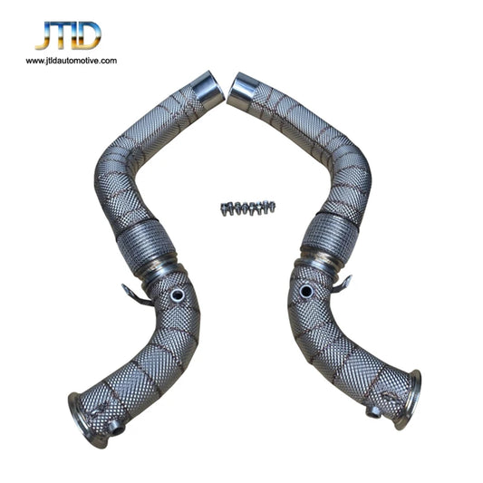 High Flow Catless Downpipes with Heat Shield For BMW M5 M8 F90 F91 F92 F93 S63