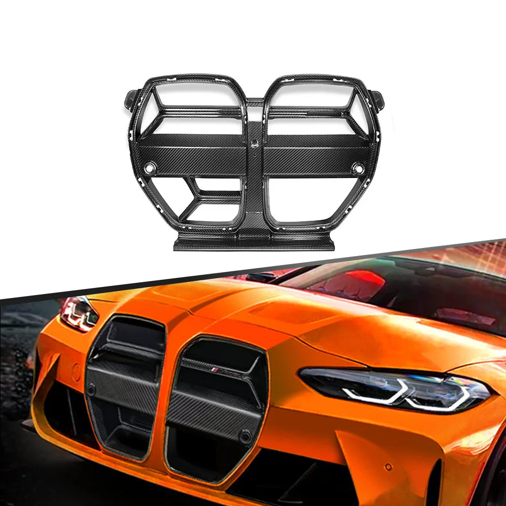 For BMW G80 M3 G82 G83 M4 CSL Style with ACC Dry Carbon Front Bumper Kidney Mesh Grille Grill 2020+