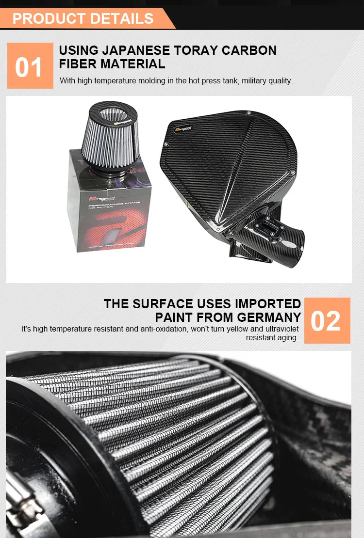 Car Dry Carbon Fiber Cold Air Intake System for M340i M440i G20 G22 G23 G26 B58 3.0T