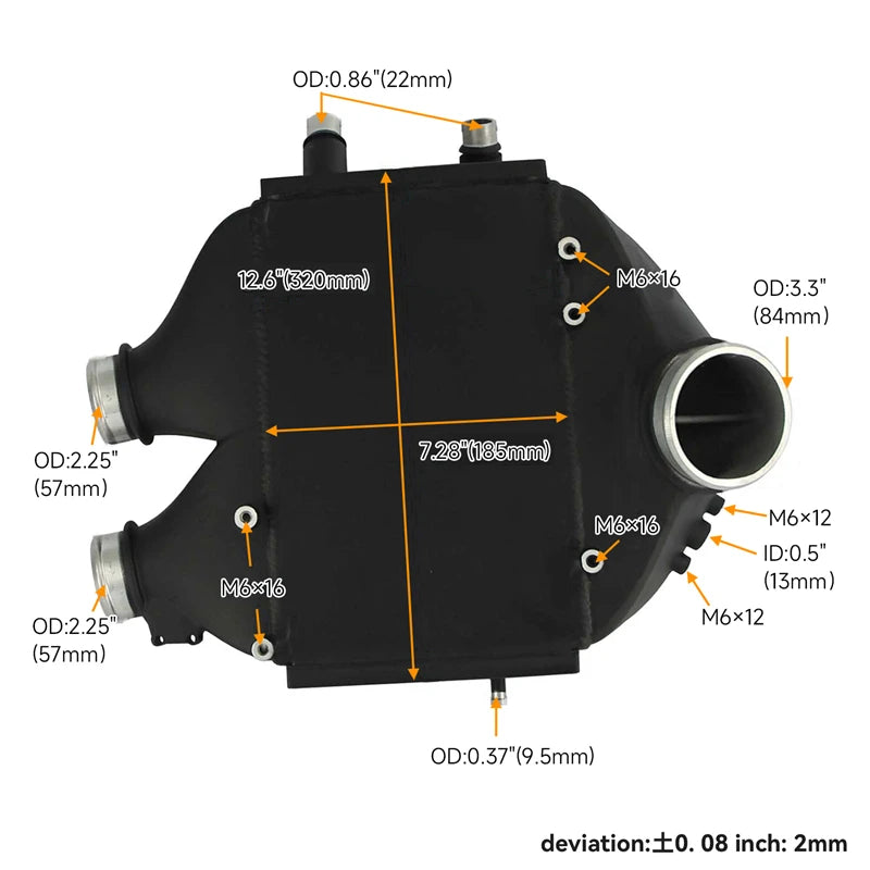 Dual-Pass Top Mount Intercooler RAW Fits for B MW 15-18 M3(F80)/M4(F82/83) 8082R Black