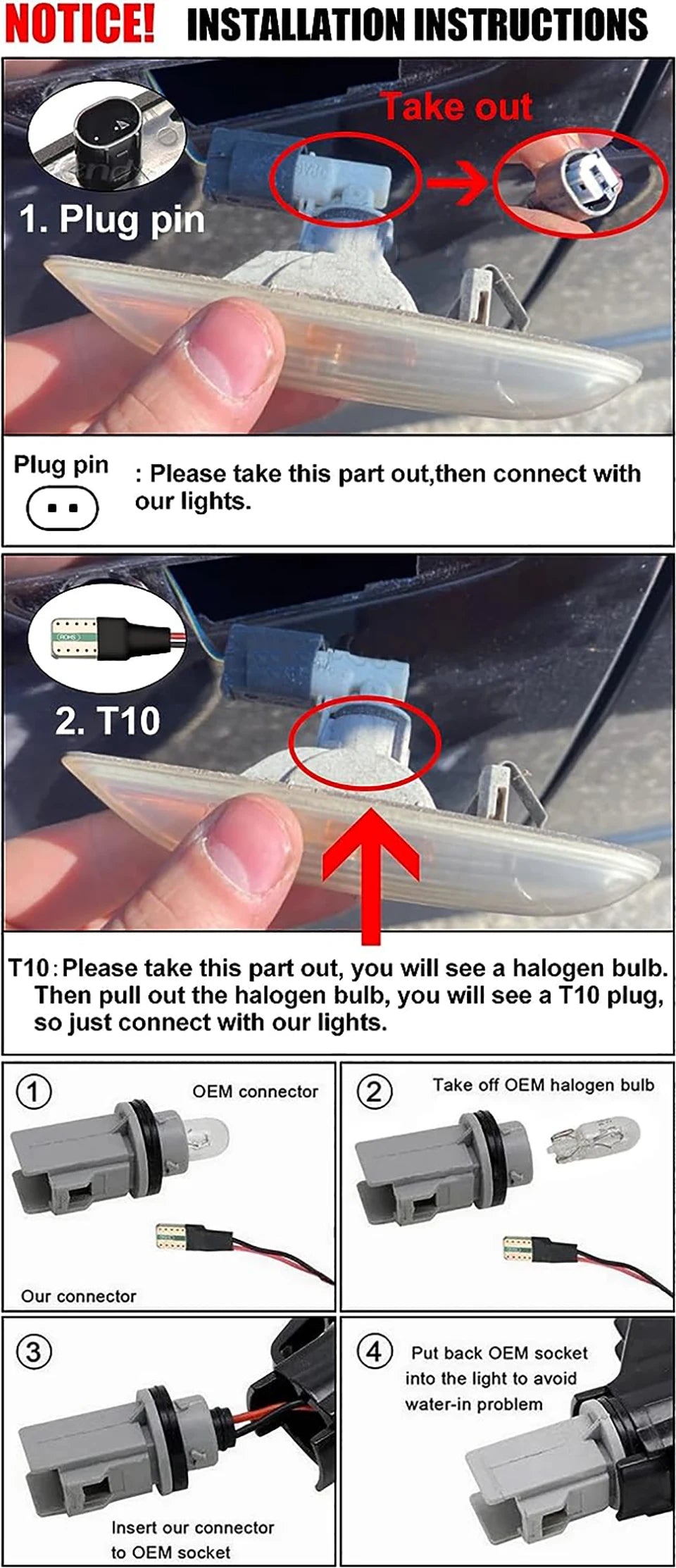 2pcs BMW Led Side Marker for E90 E91 E92 E93 E60 E87 E82 E46