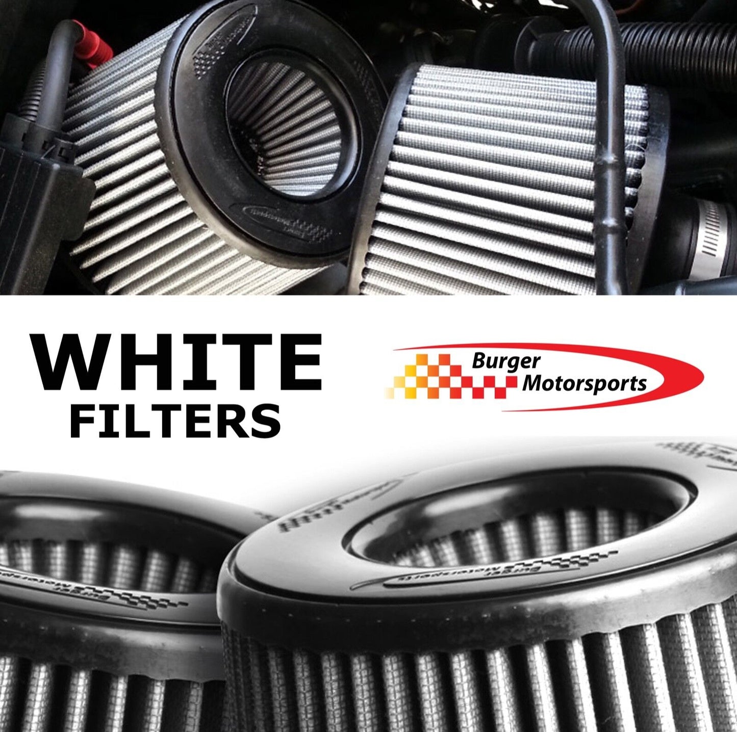 Burger Motorsports N54 DCI Dual Cone Intake BMW 135I 335I 535I Z4 WHITE FILTERS