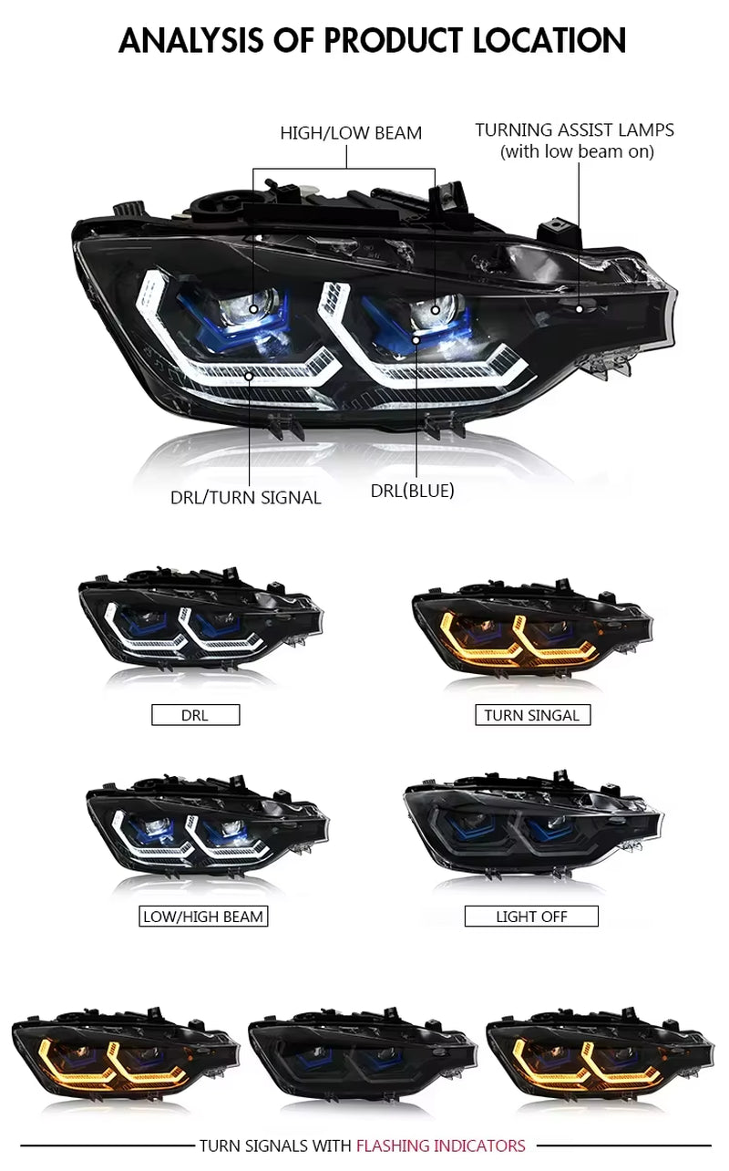 For BMW Modified F30 Headlight for BMW 3 Series F30 F35 2013- 2015 Head Light Led Lamp